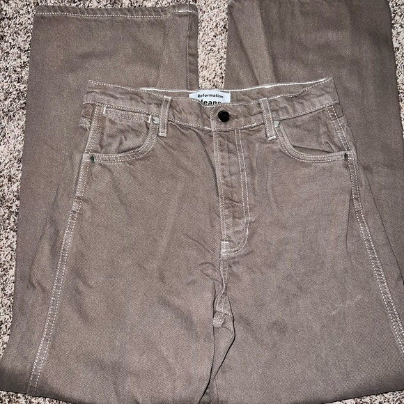 Reformation Brown Cowboy High Rise Wide Leg Jeans - Picture 4 of 7